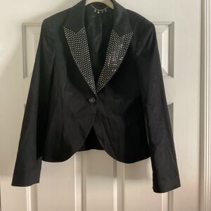 Bebe Black rhinestones Studded Women's Blazer, size 10,NWOT, Perfect! 97% Cotton
